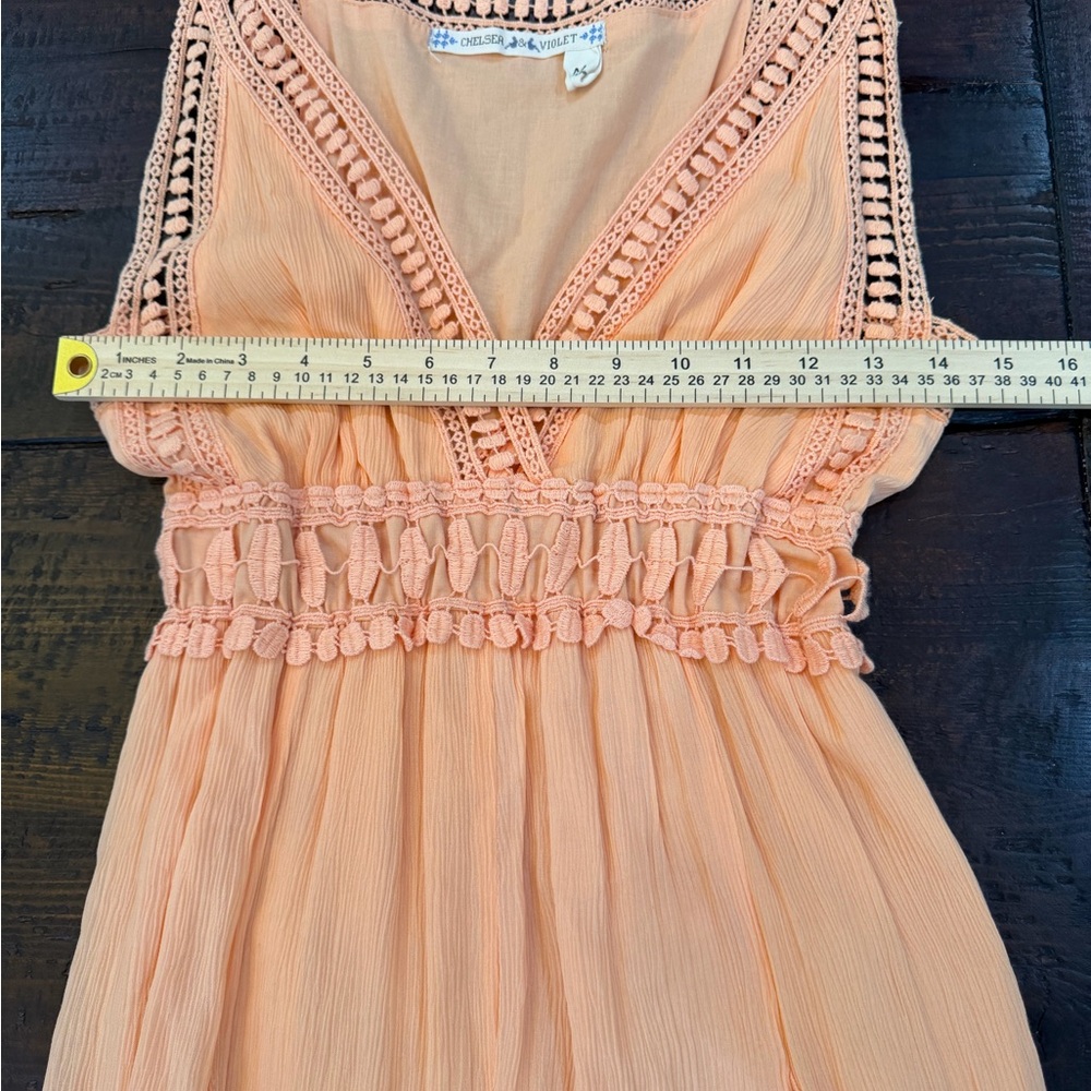 Chelsea & Violet Peach Boho Festival Maxi Dress Medium Sleeveless Summer Wedding - Picture 13 of 14